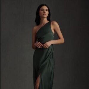 BHLDN Anthropolgie DYLAN ONE-SHOULDER SATIN SIDE-SLIT GOWN